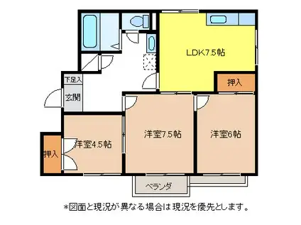 タウニィ樹里C(3LDK/2階)の間取り写真