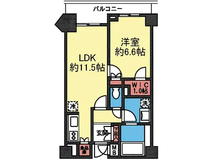 ファインステージ新横浜(1LDK/1階)の間取り写真