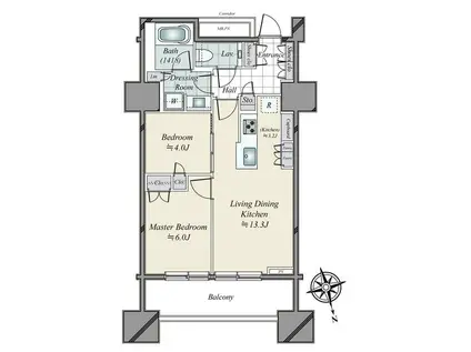 三田ガーデンヒルズ ノースヒル(2LDK/6階)の間取り写真