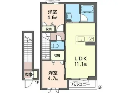 SHAMAISON トミーガーデンG(2LDK/2階)の間取り写真