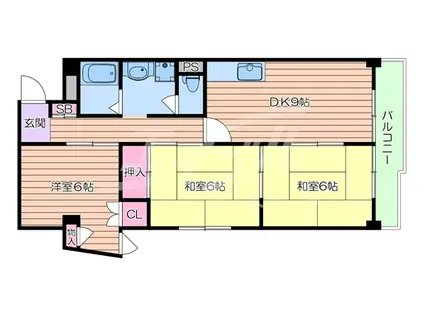 サンライズ・カーサ(3LDK/4階)の間取り写真