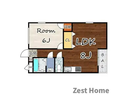 ハイツ安倉(1LDK/1階)の間取り写真