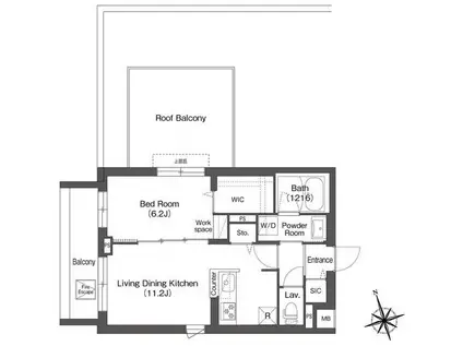 アイフラット方南町(1LDK/5階)の間取り写真