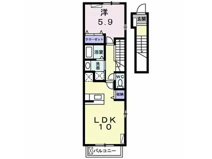 キャビン誠(1LDK/2階)の間取り写真