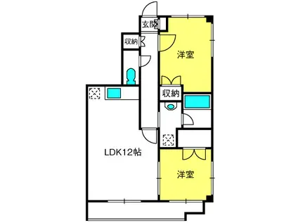 オーネスト(2LDK/5階)の間取り写真
