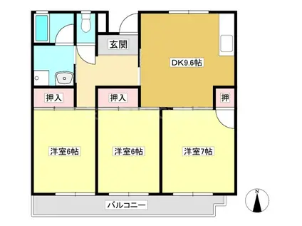 ハイツシンワ(3DK/3階)の間取り写真