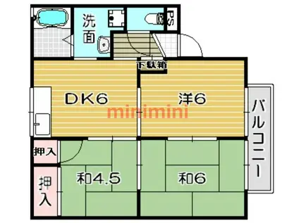 サニーコート清福寺(3DK/2階)の間取り写真