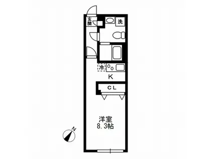 ザ・パーククロス千歳烏山(1K/2階)の間取り写真