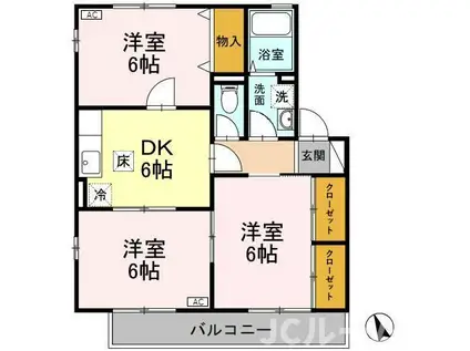 セジュールかきざきB(3DK/1階)の間取り写真