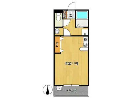 プラシードマンション平子(ワンルーム/2階)の間取り写真