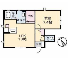 エッセ・ナイガイA棟(1LDK/1階)の間取り写真
