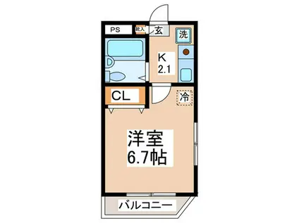 エルマーノ堀之内(1K/2階)の間取り写真