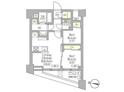 ノガタレジデンス(2LDK/3階)の間取り写真
