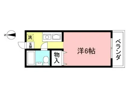 ハタノコーポ程久保I(1K/1階)の間取り写真