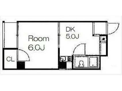 レナジア大国町(1K/2階)の間取り写真