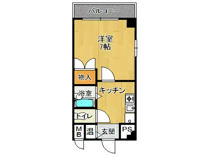 ロシェ宝塚(1K/2階)の間取り写真