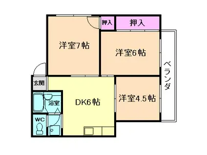 朝比奈ハイツ(3DK/1階)の間取り写真