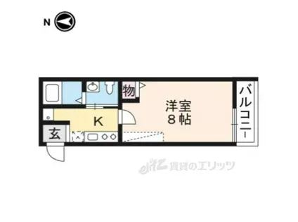 フラッティ千本下長者町(1K/3階)の間取り写真