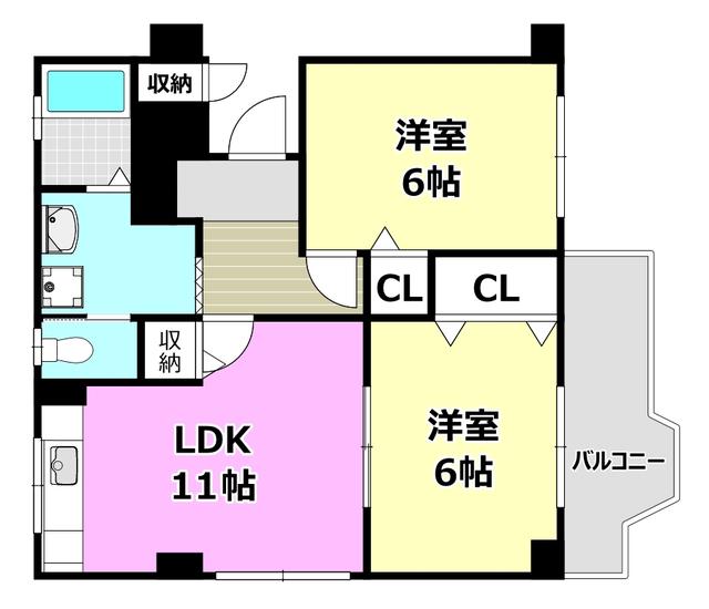 メガロコープ茨木(2LDK/5階)の間取り写真