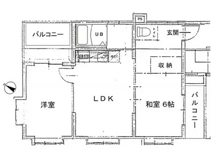生麦マンション(2LDK/4階)の間取り写真