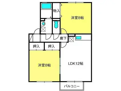 モンテ・ヴェルジェ(2LDK/2階)の間取り写真
