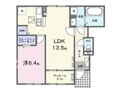 光テラス I(1LDK/1階)の間取り写真
