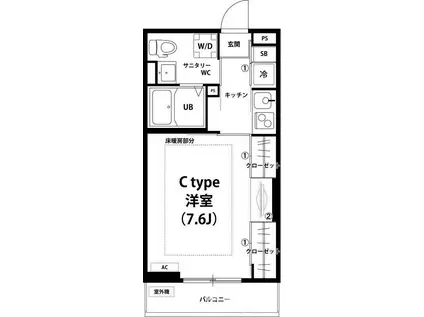 リブリ・ディファレント(1K/2階)の間取り写真