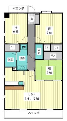 グランドゥールI(3LDK/1階)の間取り写真