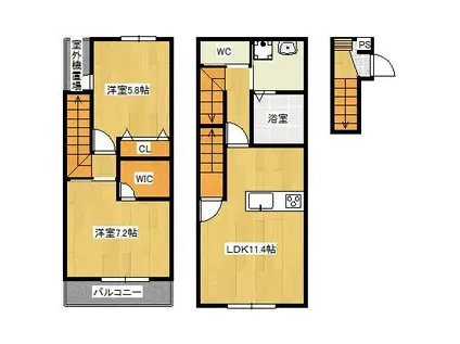 CALM PROMENADE(2LDK/2階)の間取り写真