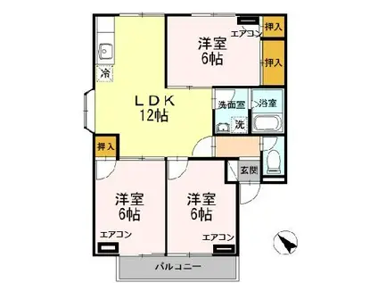 トレフェンイトウB(3LDK/2階)の間取り写真