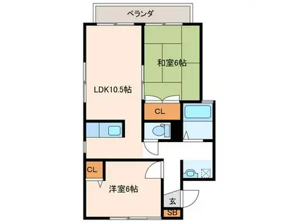 クレスト・ユーエム(2LDK/2階)の間取り写真