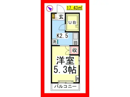 AF ハピネス中町(1K/2階)の間取り写真