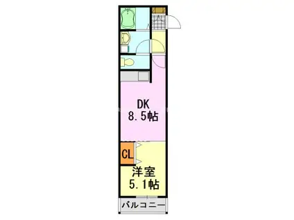 PATEK蘇我(1DK/4階)の間取り写真