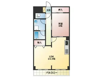 ハイデンスホンダ(1LDK/4階)の間取り写真