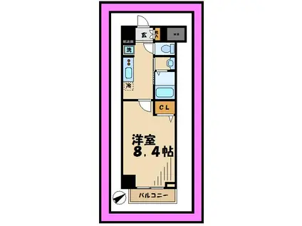 カーサフェリーチェ(1K/3階)の間取り写真