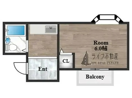 ハイツ笹(1K/3階)の間取り写真