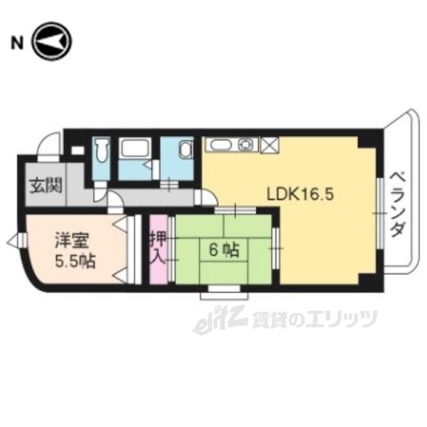 グレース・ダイン(2LDK/4階)の間取り写真