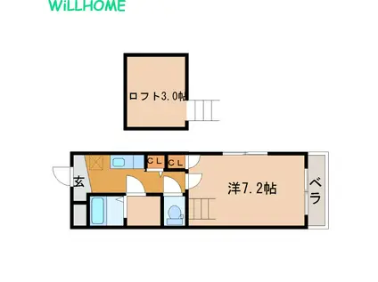 一聖ビル(1K/2階)の間取り写真