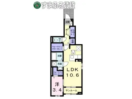 ベル・プロムナードI(1LDK/1階)の間取り写真