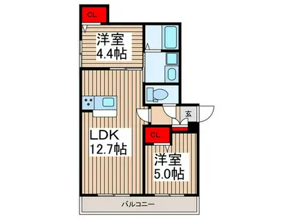川口市戸塚2丁目 PJ(2LDK/3階)の間取り写真