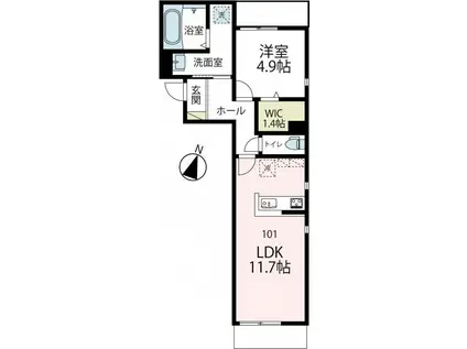 プレシャス北矢名(1LDK/1階)の間取り写真