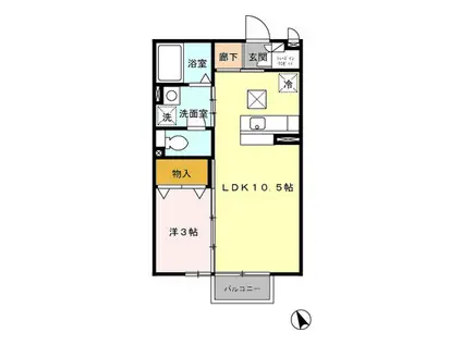 サンパティーク(1LDK/2階)の間取り写真