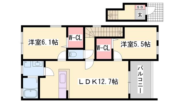 ポーチュラカ(2LDK/2階)の間取り写真