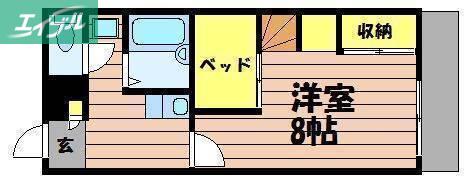 ナーラック天城(1K/2階)の間取り写真