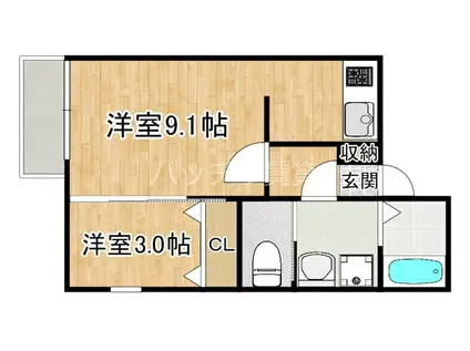 TASTE筥松(1LDK/1階)の間取り写真