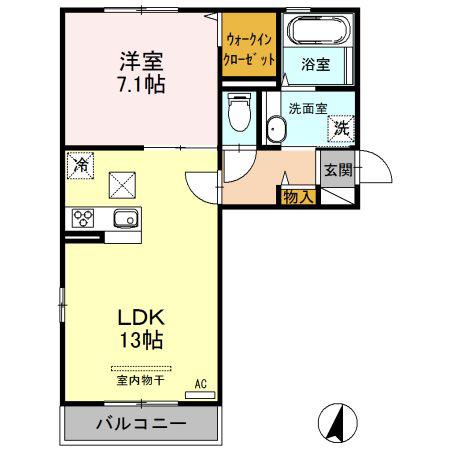 エターナルジョイ(1LDK/1階)の間取り写真