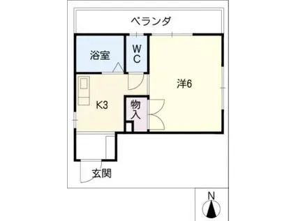 フローレスライフ藤ヶ丘(1K/2階)の間取り写真