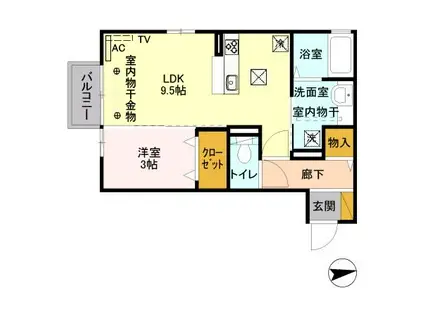 アブニール(1LDK/1階)の間取り写真