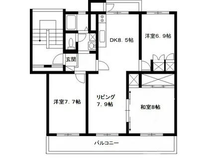 アイビ・ネオハイツ酒々井5号棟(3LDK/2階)の間取り写真
