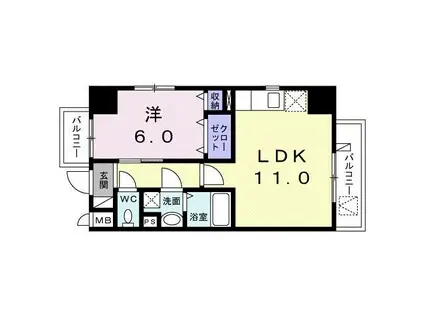 ベラ カーサ 江東(1LDK/2階)の間取り写真